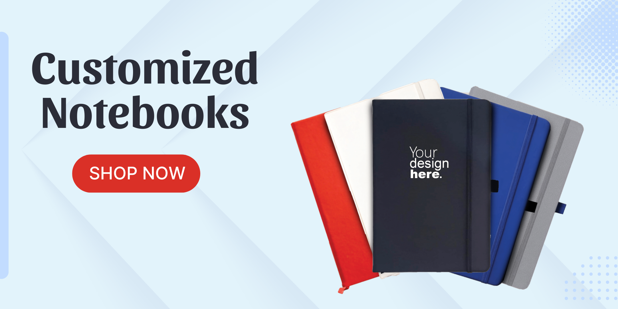 Custom branded notebooks in multiple colors with logo printing – ideal for corporate gifts, events, and promotions.