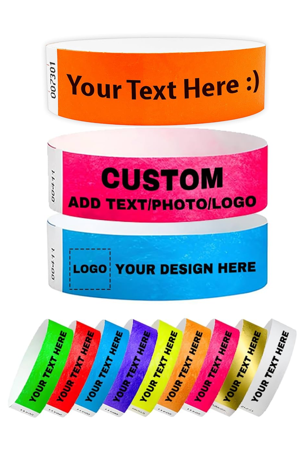 Custom wrist bands with printed logo – ideal for events, awareness campaigns, concerts, and corporate branding