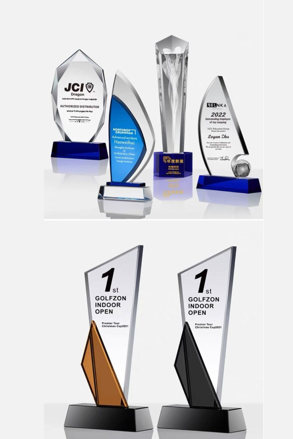 Custom crystal award and wooden plaque with engraved logo β perfect for employee recognition, academic achievements, and corporate ceremonies