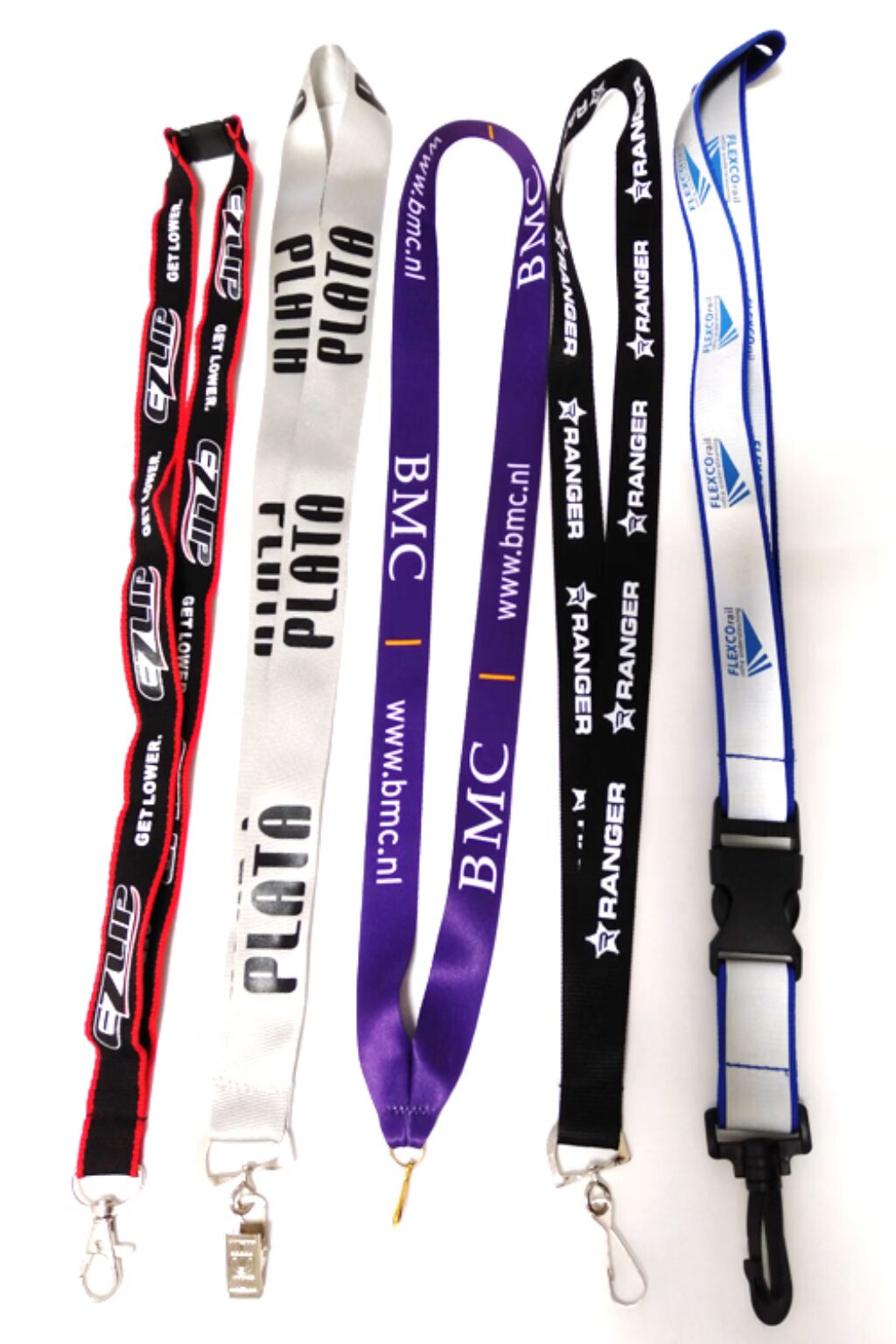 Premium custom lanyards with personalized logos, vibrant colors, and adjustable clips for corporate branding and event identification