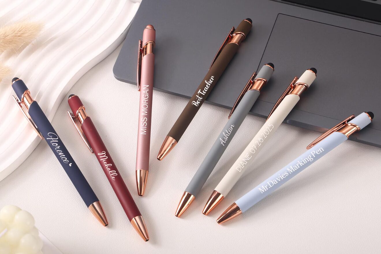 Premium custom engraved pens with personalized logos, smooth writing, and durable materials, ideal for corporate gifts and promotional giveaways