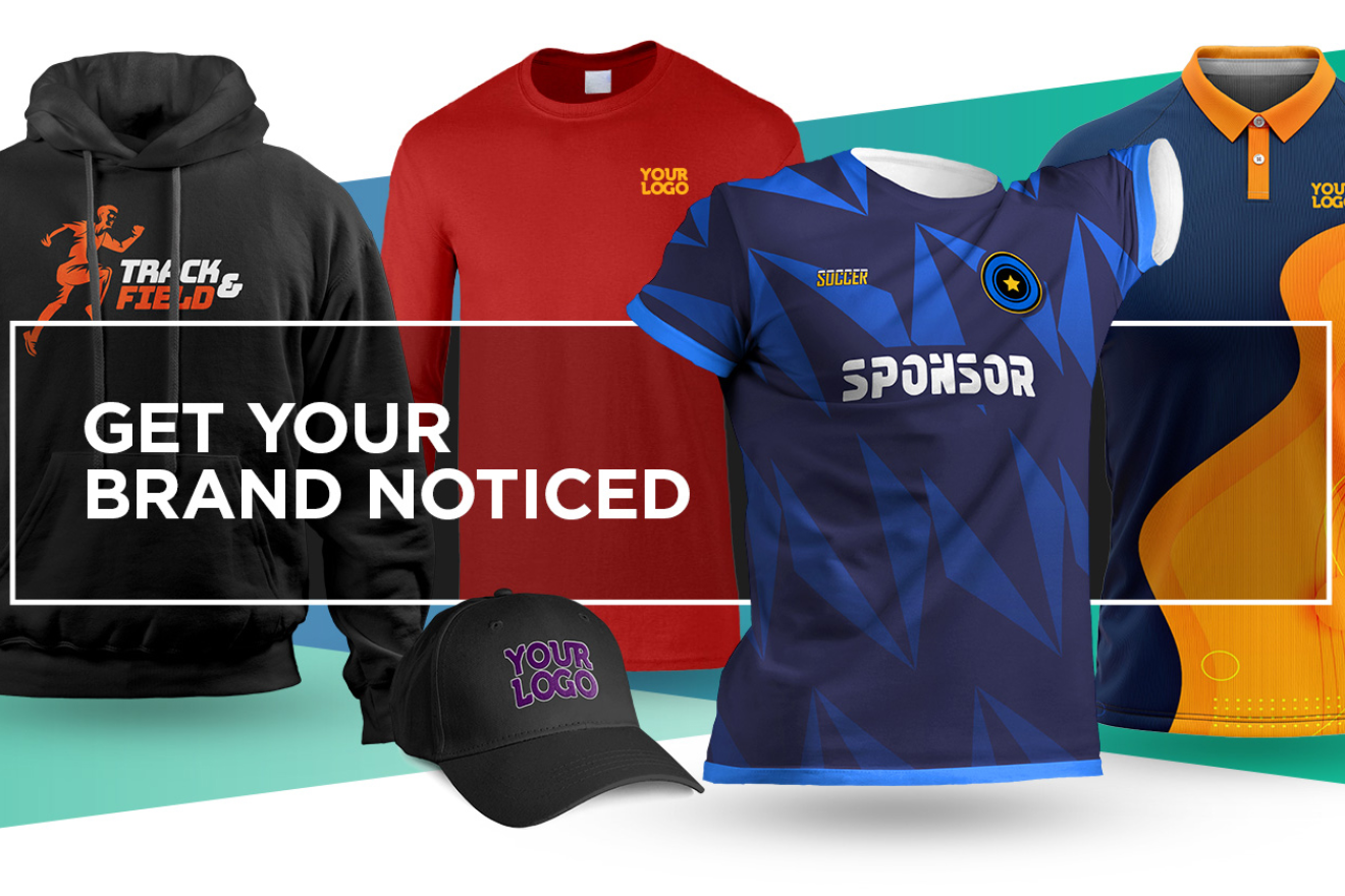 Customized apparel with printed logo – branded t-shirts, hoodies, polo shirts, and uniforms for corporate, schools, and events