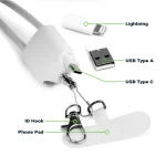 4 in 1 Lanyard Charging Cable 60W with ID Hook and Phone Pad