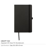 Appeel A5 PU notebook with elastic band, pen loop, and ribbon bookmark