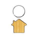 32mm House Shaped Bamboo and Metal Keychain – Eco-Friendly Gift
