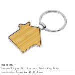 32mm House Shaped Bamboo and Metal Keychain – Eco-Friendly Gift