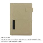Dorniel A5 PU notebook with front pocket and magnetic flap cover