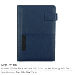 Dorniel A5 PU notebook with front pocket and magnetic flap cover