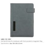 Dorniel A5 PU notebook with front pocket and magnetic flap cover
