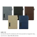 Dorniel A5 PU notebook with front pocket and magnetic flap cover