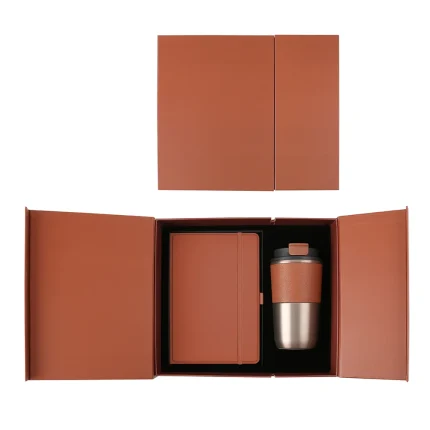 Elegant Gift Set with Stainless Steel Mug, PU Notebook, and Metal Pen in Leather Box