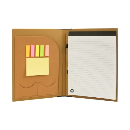 Eco-Friendly A4 Folder with Notepad, Sticky Notes, Pen and Card Slots