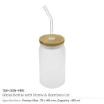 455ml Glass Bottle with Bamboo Lid and Reusable Straw