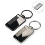 Gun Metal Rectangle Keychain with Matte Finish Plate