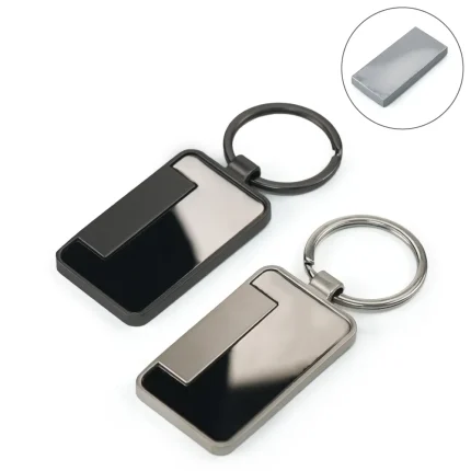 Gun Metal Rectangle Keychain with Matte Finish Plate