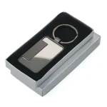 Gun Metal Rectangle Keychain with Matte Finish Plate