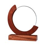 Round Moon Crystal Award with Wooden Base for Recognition
