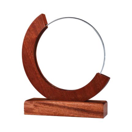 Round Moon Crystal Award with Wooden Base for Recognition